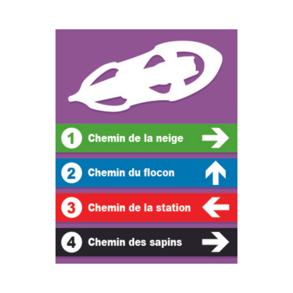 Panneau raquette rectangle PVC 14x14cm Balisage plusieurs pistes REC-PVC-226